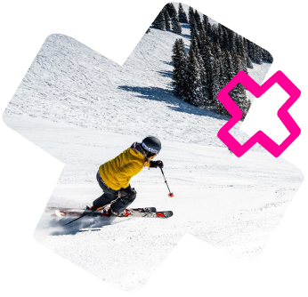 lyžiar v škole lyžovania