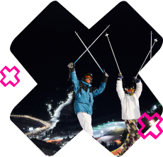 lyžiary na večernom lyžovaní